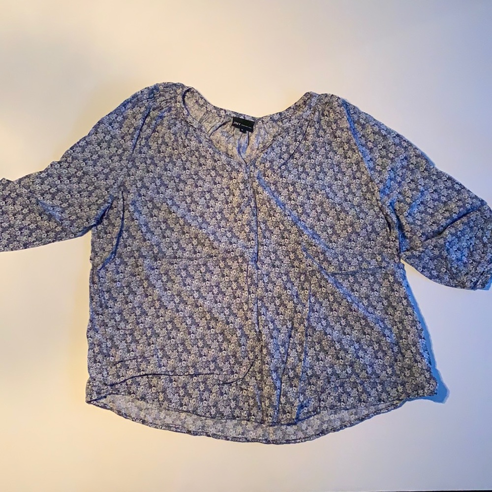 Jones New York V-Neck Blouse with Neck Ruching - Picture 1 of 5
